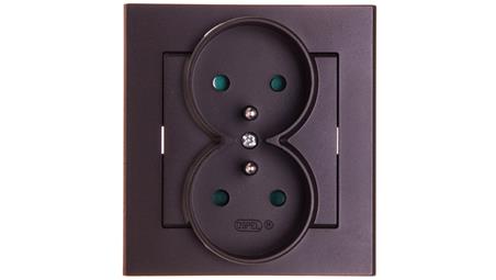 SONATA Gniazdo podwójne z/u z przesłonami czekoladowy metalik GP-2RZP/40-43707