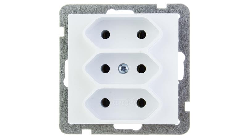 AS Gniazdo potrójne b/u 2.5A EURO białe GP-3G/m/00-43465