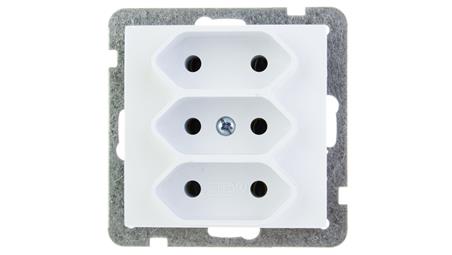 AS Gniazdo potrójne b/u 2.5A EURO białe GP-3G/m/00-43465