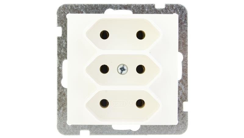 AS Gniazdo potrójne b/u 2.5A EURO ecru GP-3G/m/27-43466