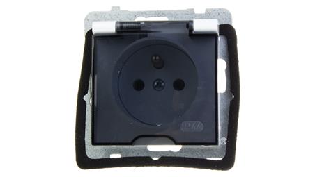 AS Gniazdo bryzgoszczelne z/u IP44 klapka przezroczysta białe GPH-1GZ/m/00/d-42825