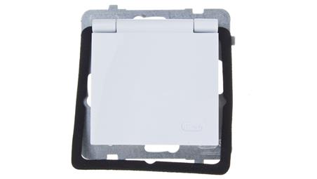 AS Gniazdo bryzgoszczelne z/u IP44 klapka biała GPH-1GZ/m/00/w-42775