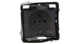 AS Gniazdo bryzgoszczelne z/u IP44 klapka przezroczysta ecru GPH-1GZ/m/27/d-43469
