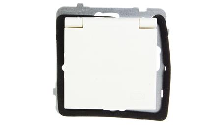 AS Gniazdo bryzgoszczelne z/u IP44 klapka ecru GPH-1GZ/m/27/w-43111