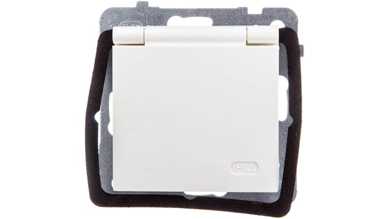 AS Gniazdo bryzgoszczelne z/u IP44 z przesłonami klapka ecru GPH-1GZP/m/27/w-43699