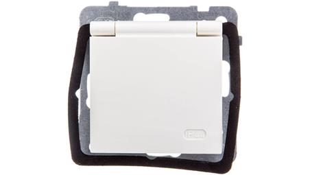 AS Gniazdo bryzgoszczelne z/u IP44 z przesłonami klapka ecru GPH-1GZP/m/27/w-43699
