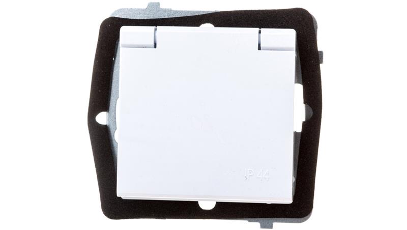 SONATA Gniazdo bryzgoszczelne z/u IP44 klapka biała GPH-1RZ/m/00/w-42874