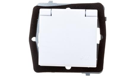 SONATA Gniazdo bryzgoszczelne z/u IP44 klapka biała GPH-1RZ/m/00/w-42874