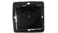 SONATA Gniazdo bryzgoszczelne z/u IP44 z przesłonami klapka przezroczysta czarny metalik GPH-1RZP/m/33/d-43109