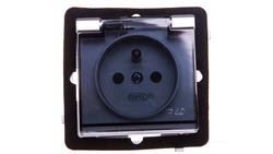 SONATA Gniazdo bryzgoszczelne z/u IP44 z przesłonami klapka przezroczysta srebro mat GPH-1RZP/m/38/d-43457