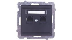 SONATA Gniazdo komputerowe podwójne 2xRJ45 kat.5e czarny metalik KRONE GPK-2R/K/m/33-33983