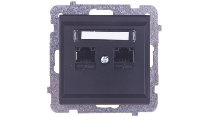 SONATA Gniazdo komputerowe podwójne 2xRJ45 kat.5e czarny metalik KRONE GPK-2R/K/m/33-33983