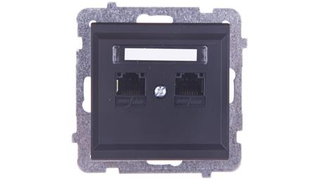 SONATA Gniazdo komputerowe podwójne 2xRJ45 kat.5e czarny metalik KRONE GPK-2R/K/m/33-33983