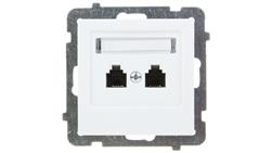 AS Gniazdo telefoniczne podwójne RJ11 niezależne białe GPT-2GN/m/00-34208