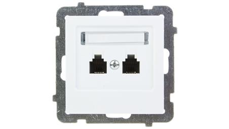AS Gniazdo telefoniczne podwójne RJ11 niezależne białe GPT-2GN/m/00-34208