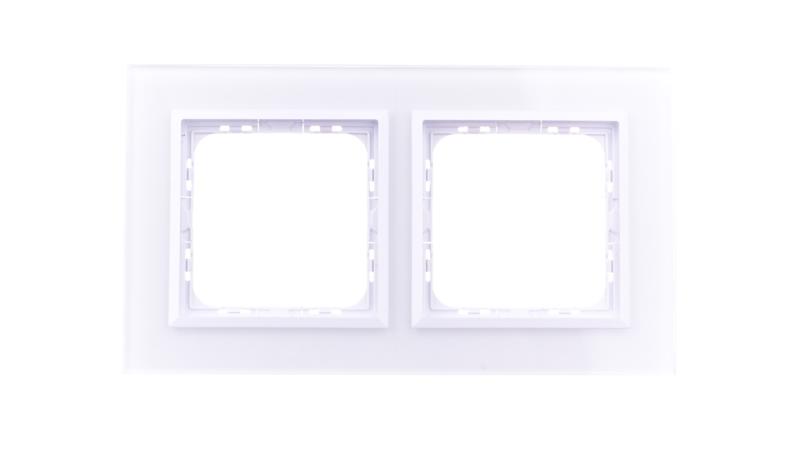 SONATA Ramka podwójna białe szkło / biała R-2RGC/31/00-36588