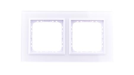 SONATA Ramka podwójna białe szkło / biała R-2RGC/31/00-36588