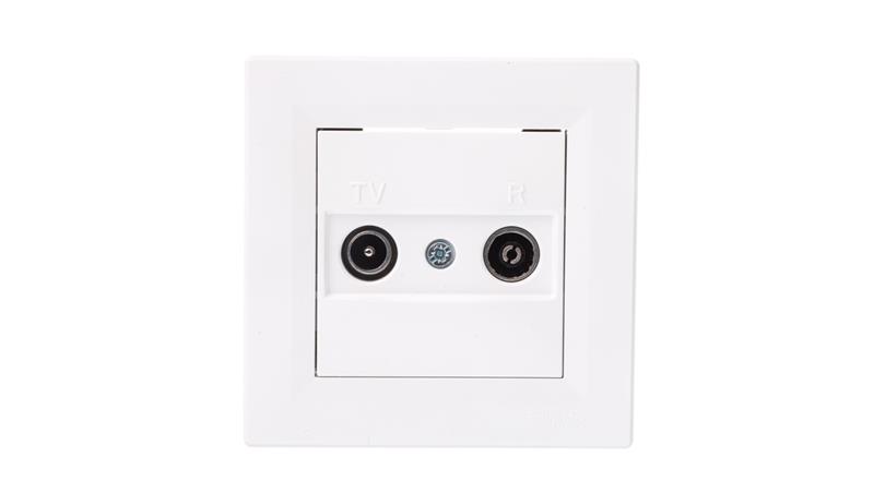 Gniazdo antenowe Asfora RTV końcowe 1dB białe z ramką EPH3300121-145 Gniazdo antenowe Asfora RTV końcowe 1dB białe z ramką EPH3300121-145