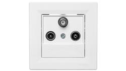 Gniazdo antenowe Asfora RTV-SAT końcowe 1dB białe z ramką EPH3500121-21