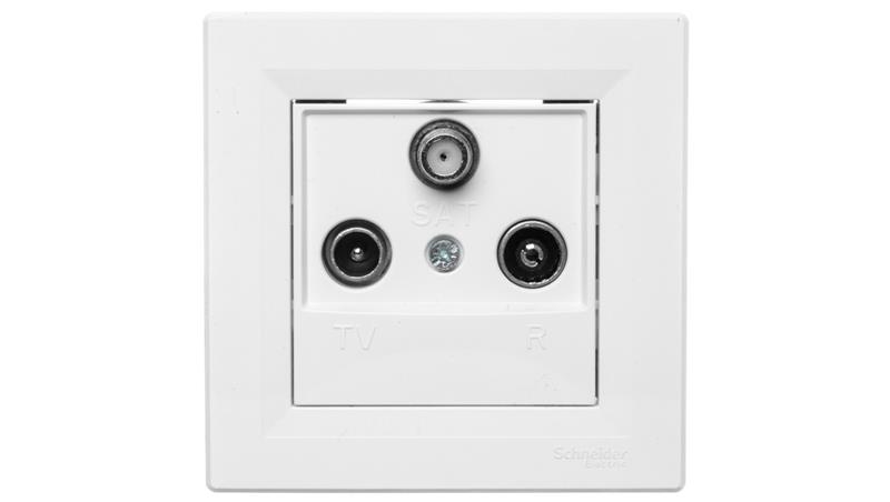 Gniazdo antenowe Asfora RTV-SAT końcowe 1dB białe z ramką EPH3500121-21