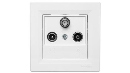 Gniazdo antenowe Asfora RTV-SAT końcowe 1dB białe z ramką EPH3500121-21