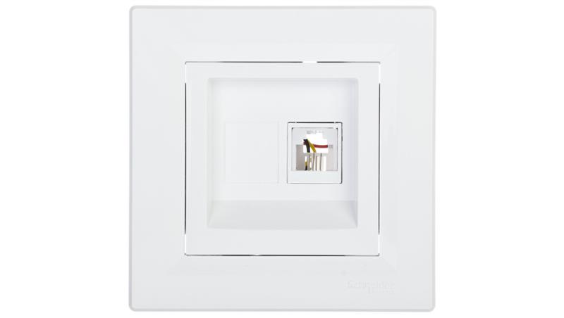 Gniazdo telefoniczne Asfora pojedyncze RJ11 białe z ramką EPH4100121-34090