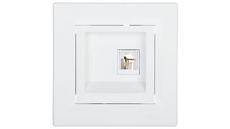 Gniazdo telefoniczne Asfora pojedyncze RJ11 białe z ramką EPH4100121-34090