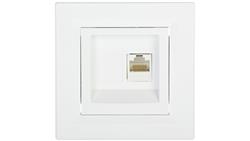 Gniazdo komputerowe Asfora pojedyncze RJ45 kat.5e białe z ramką EPH4300121-33956