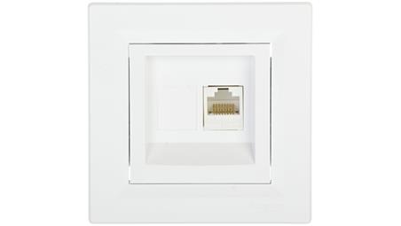 Gniazdo komputerowe Asfora pojedyncze RJ45 kat.5e białe z ramką EPH4300121-33956