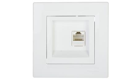 Gniazdo komputerowe Asfora pojedyncze RJ45 kat.6 białe z ramką EPH4700121-34019