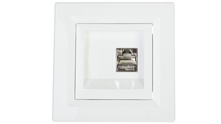 Gniazdo komputerowe Asfora pojedyncze RJ45 kat.5e ekranowane białe z ramką EPH5000121-34088