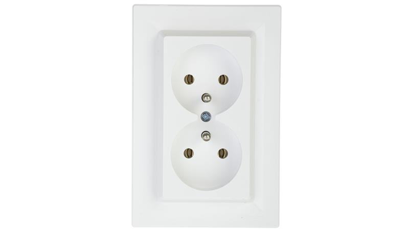 Gniazdo podwójne Asfora z/u białe z ramką EPH9800221-42842 Gniazdo podwójne Asfora z/u białe z ramką EPH9800221-42842