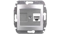 CARLA Gniazdo komputerowe pojedyncze RJ45 cat 5e srebrne 1748-16-34170