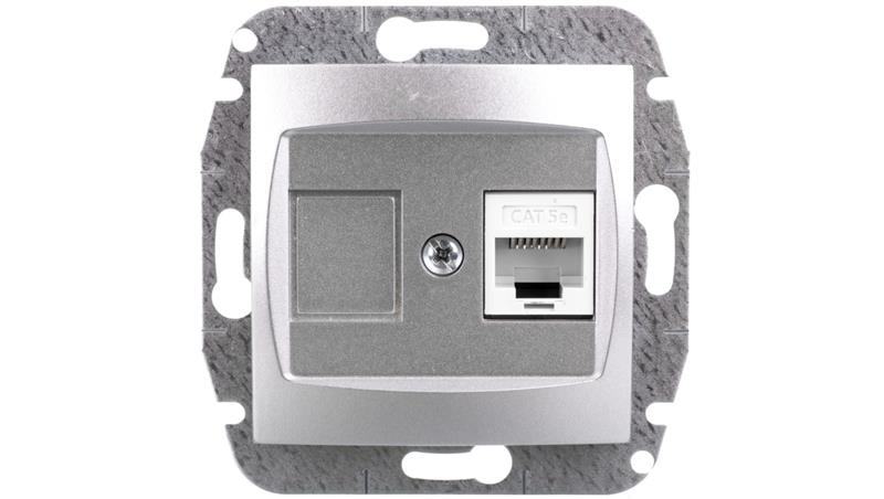 CARLA Gniazdo komputerowe pojedyncze RJ45 cat 5e srebrne 1748-16-34170