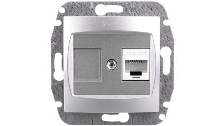 CARLA Gniazdo komputerowe pojedyncze RJ45 cat 5e srebrne 1748-16-34170