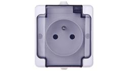 BRYZA Gniazdo hermetyczne pojedyncze z/u IP54 z klapką dymną białe 181432 /20szt./-40752