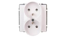 KOS66 Gniazdo podwójne z/u z przesłonami białe 660447-43274