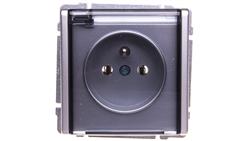 KOS66 Gniazdo bryzgoszczelne z/u IP44 z przesłonami klapka dymna aluminium 664040-44230