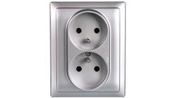 KOS66 Gniazdo podwójne z/u kompletne aluminium 664036-43816