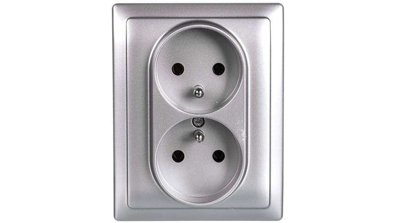 KOS66 Gniazdo podwójne z/u kompletne aluminium 664036-43816