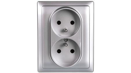 KOS66 Gniazdo podwójne z/u kompletne aluminium 664036-43816