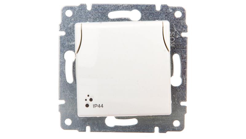 VENA Gniazdo bryzgoszczelne z/u IP44 z przesłonami klapka białe 510439-43046 VENA Gniazdo bryzgoszczelne z/u IP44 z przesłonami klapka białe 510439-43046