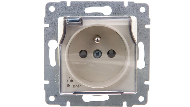 VENA Gniazdo bryzgoszczelne z/u IP44 z przesłonami klapka transparentna krem 510339-43496