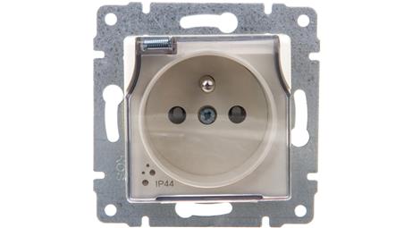 VENA Gniazdo bryzgoszczelne z/u IP44 z przesłonami klapka transparentna krem 510339-43496