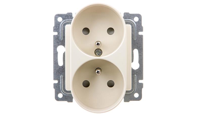 VENA Gniazdo podwójne z/u z przesłonami krem 510347-43357