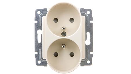 VENA Gniazdo podwójne z/u z przesłonami krem 510347-43357