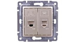 VENA Gniazdo teleinformatyczne RJ45 kat.5e nieekranowane + RJ11 satyna 515069-34431